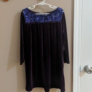 Lands End purple velvet sequence dress